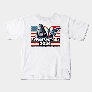 Bigfoot & Mothman '24 (We Stay Out Of Your Business) Kids T-Shirt